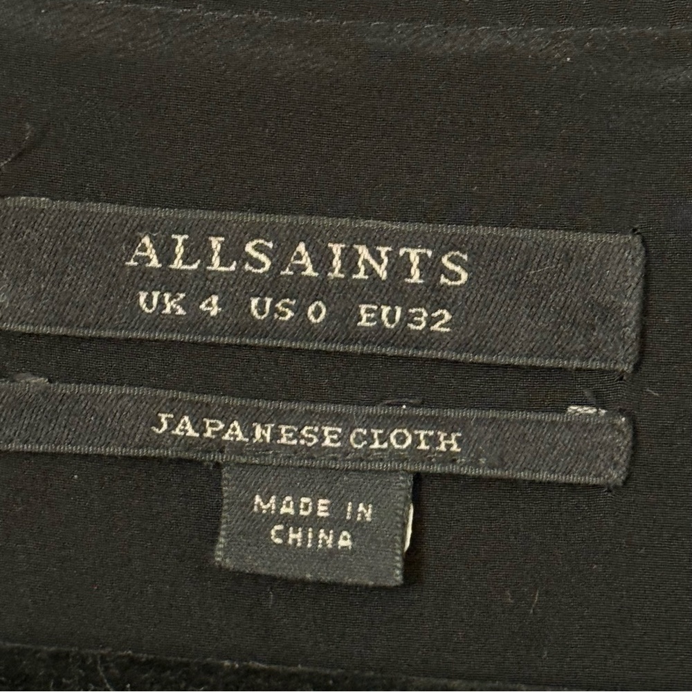 Allsaints Navy Blue/Black Roder Japanese Cloth Silk Blend Dress Size: 0 - Picture 11 of 11